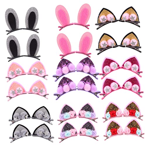 Warmhm 18 Stück Teiliges Süßer Hasenohren Haarspangen für Niedliche Katzenohren Haarschmuck für Partys Alltag und Besondere Anlässe Weichem Baumwollmaterial Gefertigt für Kreative von Warmhm