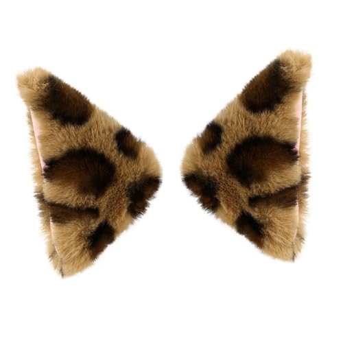 Warmhm 1Paar Katzenohren Haarnadel Einzigartige Weiche Haarklammern für Halloween Kostümpartys Langlebige Barrettes mit Leopardem Muster für Cosplay Festliche Anlässe von Warmhm