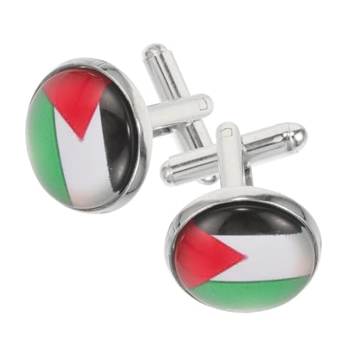 Warmhm 1Paar Manschettenknöpfe Herren mit Palästinensischer Flagge Hemdmanschetten für Besondere Anlässe Robustes Zinklegierungsmaterial Einzigartiges Design von Warmhm