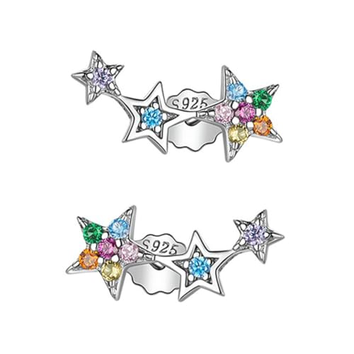 Warmhm 1Paar Sterling Silber Ohrringe mit Zirkonia Fünfzackige Stern Ohrstecker für Frauen Perfektes für Besondere Anlässe von Warmhm