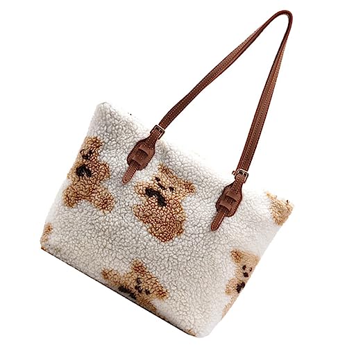 Warmhm 1Stück Damen Plüsch Einkaufstasche Große Umhängetasche mit Multifunktionalem Design als Handtasche oder Schultertasche für Freizeit und von Warmhm