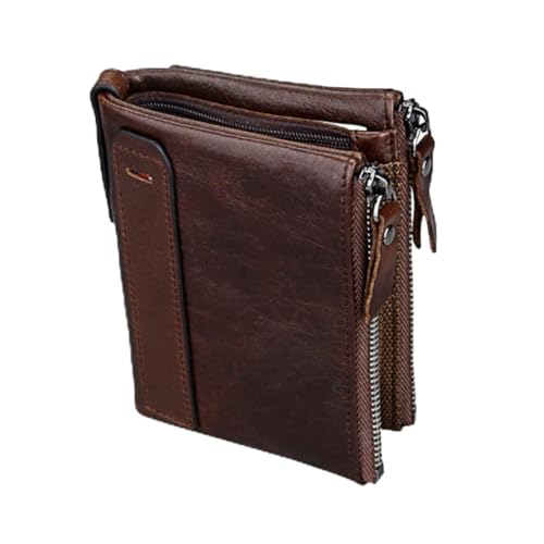 Warmhm 1Stück Geldbörse für Männer Multifunktionale RFID Sichere Reißverschluss Geldbörse im Short Style Braun für Kreditkarten Bargeld und von Warmhm