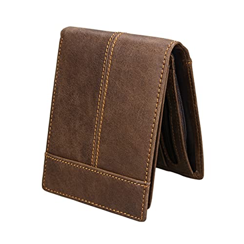 Warmhm 1Stück Herren Geldbörse RFID Fähigem Braune Kurze Geldbörse mit Großer Kapazität für Karten Münzen und Bargeld Langlebig und von Warmhm