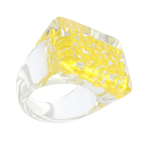 Warmhm 1Stück Kreativer Frauenring Harz mit Inlay Bead Übertriebener Fingerring für Festivals Partys und Alltagsdekoration Langlebig und Hautfreundlich als von Warmhm