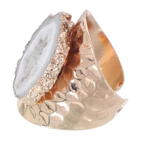 Warmhm 1Stück Kristallvergoldeter Ring Unregelmäßigem Rauem Naturstein für Damen Eleganter Fingerring Hochwertigem Material als für Besondere Anlässe von Warmhm