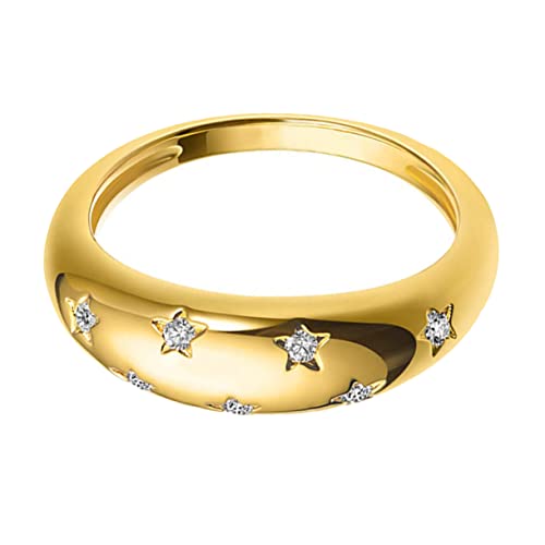 Warmhm Schmuck Ringe Gold Stern Zirkon Hochzeit Finger Decor Schmuck Modische Delicate Ehering Knöchel-dekorring Zarter Ring von Warmhm