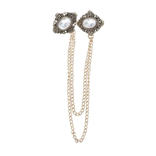 Warmhm Kragenclip Herren Brosche mit Kette Vintage Anzug Pin Dekoration für Anlässe Legierung Verschleißfest und 1 Stück von Warmhm
