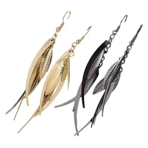 Warmhm 2 Paare Aus leichtem Legierungs Material Dangle Tropfen Design modische Ohrhänger in Gold und Gunmetal für Damen angenehm und stilvoll für Party und Alltag von Warmhm