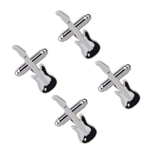 Warmhm 2 Paare Herren Manschettenknöpfe Kreativer Gitarrenform Stilvolle Kleidung Dekoration Langlebig Verarbeitet für Business Hochzeit und Party von Warmhm