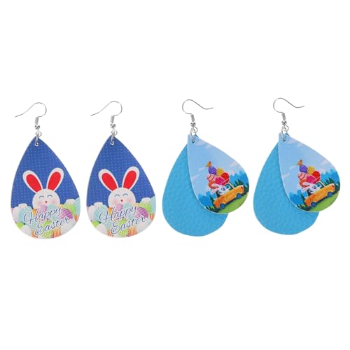 Warmhm 2 Paare Osterohrringe Wasserfall Tropfenform Damen Ohrhänger Cartoon Hasenmotiv Leicht und Langlebig für Frühling Sommer Party Kostümaccessoire von Warmhm