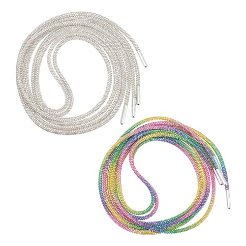 Warmhm 2 Paare Reflektierende Schnürsenkel mit Strasssteinen Lange Runde Sportschnürsenkel für Sneaker Strapazierfähige und Dekorative Schuhbänder für Damen und Herren von Warmhm