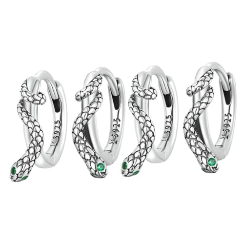 Warmhm 2 Paare Sterling Silber Schlangen Ohrstecker mit Grünen Zirkonia Modische Leichte Ohrhänger für Damen Eleganter Schmuck für Alltag Büro und Freizeit von Warmhm