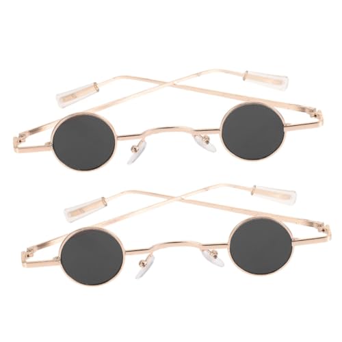 Warmhm 2 Paare Vintage Runde Sonnenbrille Modisch Kleine Rahmen Unisex Metallfassung Trendige Retro Sonnenbrille für Damen und Herren für Party und Alltag Langlebig und Auffällig von Warmhm