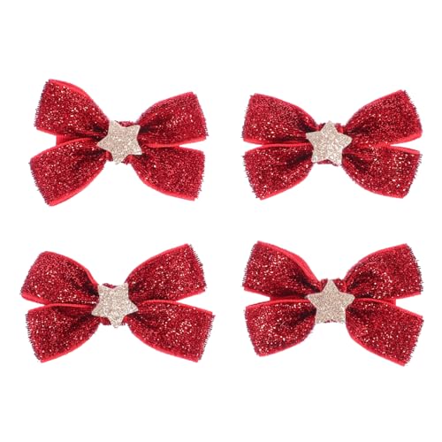Warmhm 2 Paare Weihnachten Haarschmuck für Mädchen Bowknot Haargummis für Strapazierfähige und Stylische Haarseile für Tägliche Outfits von Warmhm
