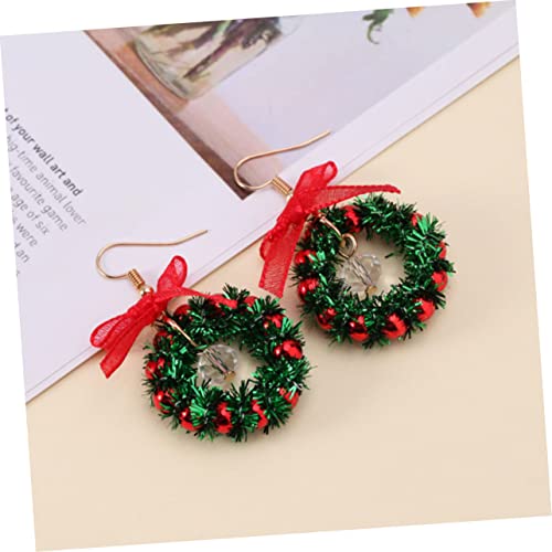 Warmhm 2 Paare Weihnachtliche Ohrhänger Sichere Party Ohrringe mit Weihnachtskranz Design Langlebig Hautfreundlich Festliche Schmuckaccessoires für Damen Weihnachten Feiern von Warmhm