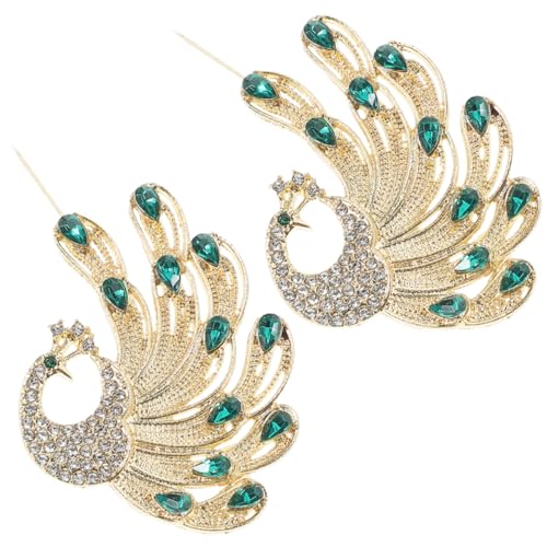 Warmhm 2 Stück Strass Brosche für Damen Pfauen Design Dekorative Broschennadel Hochzeitskleider Vielseitige Anstecker für Schals und Tücher von Warmhm