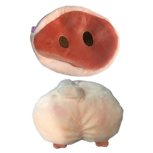 Warmhm 2 STÜCK Plüsch Münzbeutel mit Reißverschluss Niedliche Cartoon Geldbörse für Frauen und Mädchen Mini Portemonnaie mit Kreativem Schweinenasen und Schweinehintern Design Kompakt von Warmhm