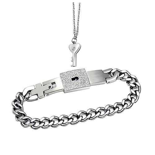 Warmhm 2 STÜCK Unisex Armband und Halskette Set Silber Langlebig Korrosionsbeständig Gravierte Buchstaben Umweltfreundliche Legierung Romantisches für Männer und Frauen Perfektes von Warmhm