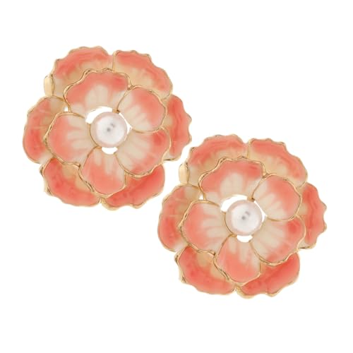 Warmhm 2 STÜCK Vintage Emaille Pfingstrosen Brosche mit Perlen Große Blumen Anstecknadeln aus Langlebiger Legierung Schmuckaccessoires für Kleidung Jacken Schals Taschen bei Hochzeiten von Warmhm