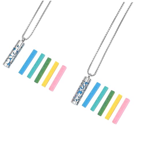 Warmhm 2 Sätze Aromatherapie Halskette für Männer Duftanhänger Flaschen Halsketten Modisch Leicht Entspannend Geburtstagsgeschenk mit Baumwollkernen Zufällige Farben Zufällige Farbe von Warmhm