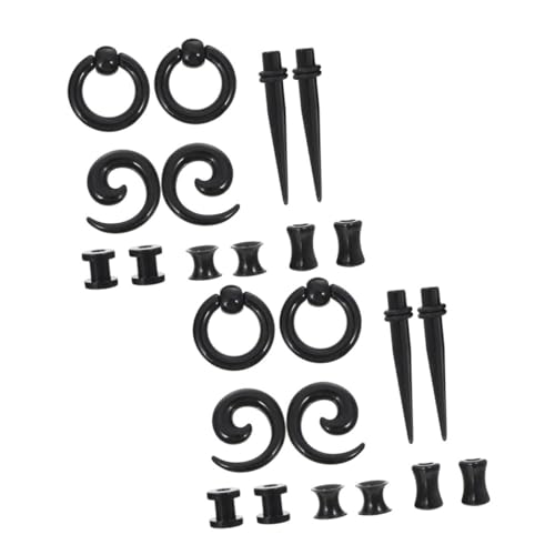 Warmhm 2 Sätze Ohr Gauge Tapertunnel Set Teilig Schwarz Ohr Dehnungsset Damen Herren Körper Schmuck Stretching Expander Langlebig Modisch Vielseitig von Warmhm