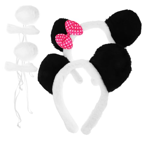 Warmhm 2 Sätze Panda Cosplay Accessory Set mit Ohr haarband Schleife und Plüschmaterial Komfortabel und Langlebig für Erwachsene Cosplay partys und Halloween kostüm von Warmhm
