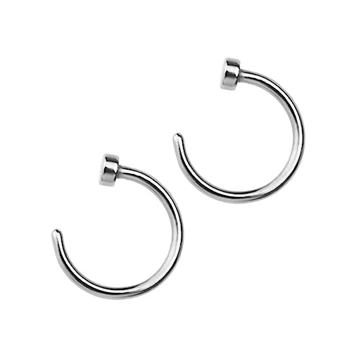 Warmhm 2 Stck Unisex Titanstahl C Förmige Nasenringe Silber Offene Nasenpiercings für Damen und Herren Hautfreundlich und für Täglichen Gebrauch von Warmhm