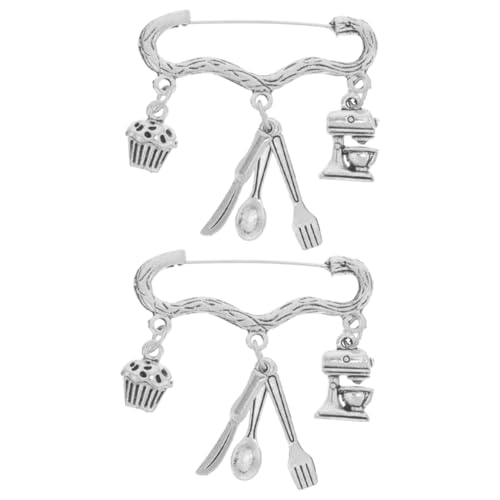 Warmhm 2 Einzigartige Bäckerbroschen Zinklegierung Krawattennadel für Koch Anstecknadel mit Cupcake und Dekorative Brosche für Damen und Küchenaccessoire von Warmhm