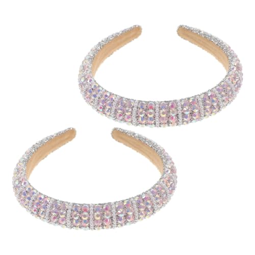 Warmhm 2 Stück Barock Stil Gepolsterte Haarschmuck Stirnbänder mit Funkelnden Strasssteinen und Perlen Komfortable Haarreifen für Damen und Mädchen zu Hochzeiten und Partys von Warmhm