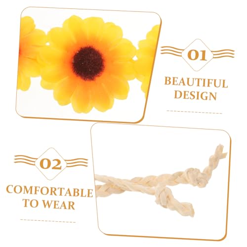 Warmhm 2 Stück Blumenhaarband Damen Teiliges Sonnenblumen Haarkranz Boho Stirnband mit Gelben Blumen für Frauen Verstellbar als Haarschmuck für Hochzeit Party Alltag von Warmhm