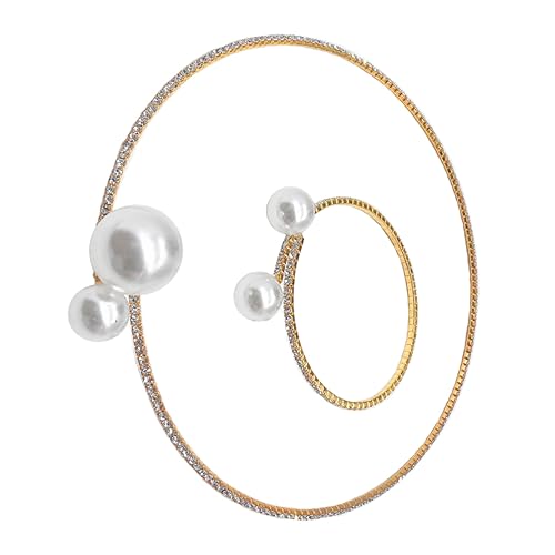 Warmhm 2 Stück Brautschmuck Set Teilig Perlenkette und Handkette mit Klauen Design Damen Hochzeit Schmuck Accessoire Elegant für Braut und Festliche Anlässe von Warmhm