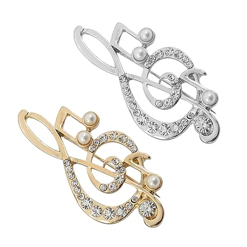 Warmhm 2 Stück Broschen im Musiksymbol Design Strass für Damen Notenschlüssel Anstecker für Musikliebhaber für Besondere Anlässe und Tägliches Styling von Warmhm