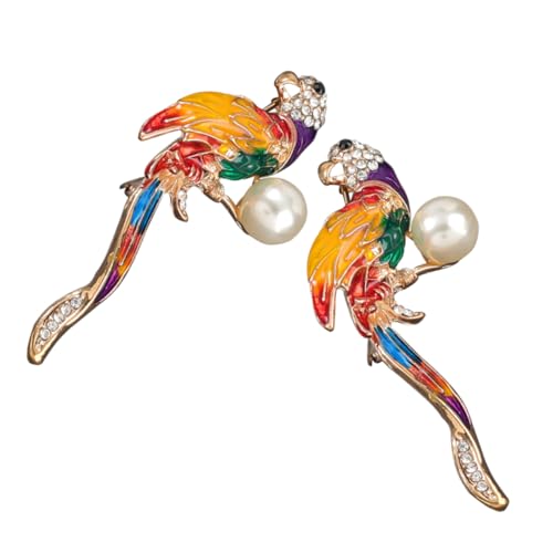 Warmhm 2 Stück Bunte Legierungs Papageien Broschen Pins Kleine Farbenfrohe Anstecknadeln für Kleidung als Modisches Accessoire für Damen Schals Cardigans und Jacken von Warmhm