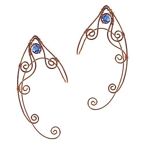 Warmhm 2 Stück Ear Clip Ohrklemme Goldfarbig Handgefertigt Vintage Stil Non Piercing Elf Ohrschmuck Damen Cosplay Ohrdekoration Für Festivals Valentinstag Weihnachten Halloween von Warmhm