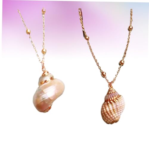 Warmhm 2 Stück Elegante Muschel anhänger Halskette Damen Schmuck Kreative Mode Accessoires Naturstrand Stil für Frauen und Mädchen Geeignet für Besondere Anlässe und Alltag von Warmhm