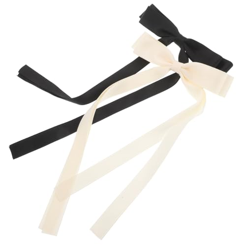 Warmhm 2 Stück Eleganter Haarschmuck Schleifen Haarspangen für Damen Kleine Schleifen Vielseitige Haarklammern für Halboffene Frisuren Haaraccessoires Beige und Schwarz von Warmhm