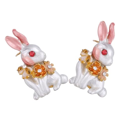Warmhm 2 Stück Emaille Broschen Pin im Kaninchen Design aus Langlebiger Legierung mit Glänzendem Öltropfen Finish Kleidung Brosche für Damen Vielseitig für Schals Mäntel und Festliche von Warmhm