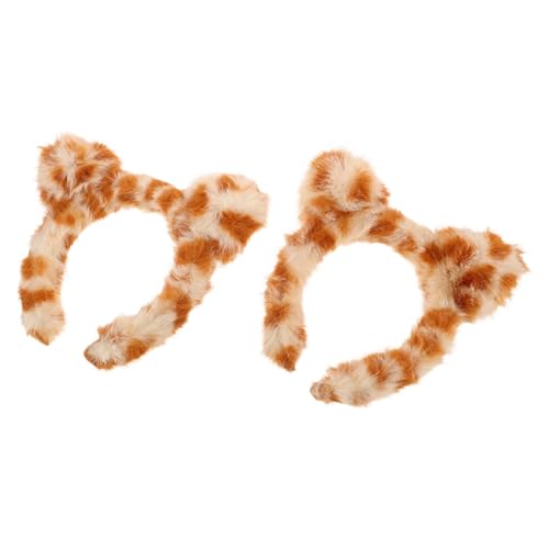 Warmhm 2stücke Katzenohren-stirnband Mit Leopardenmuster Flauschiges Haarreif Für Frauen Hautpflege Make-up Spa Gesichtswaschen von Warmhm
