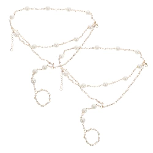 Warmhm 2stücke Perlen Fußkettchen Für Frauen Verstellbare Barfuß-fußschmuck Strandfußaccessoire Stiefelschuhdekoration Mehrlagige Fußkette Fußkettchen Mit Perlen von Warmhm