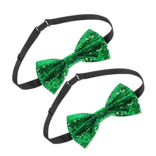 Warmhm 2 Stück Glitzerfliegen für Herren Vorgebundene Pailletten Fliegen mit Verstellbarer Länge für Hochzeiten Partys und Formelle Anlässe Grün von Warmhm
