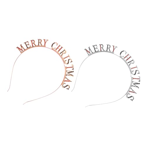 Warmhm 2 Stück Glitzernde Buchstaben Haarband für Weihnachten Alloy Stirnband mit Diamanten für Festliche Anlässe und Partys und Roségold von Warmhm