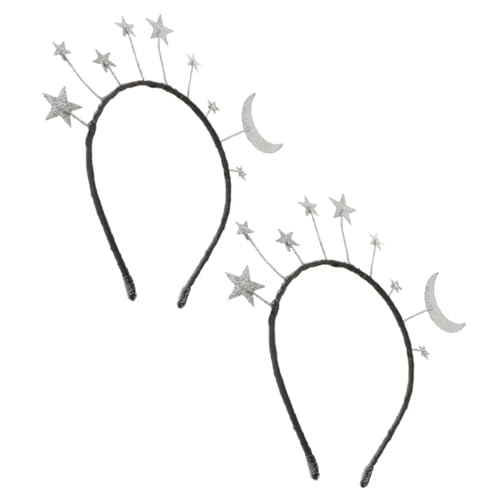 Warmhm 2 Stück Glitzernde Sternen Haarreifen mit Mond Design Elegante Haarspangen für Partys und Festliche Anlässe für Frauen Komfortabel und Leicht von Warmhm