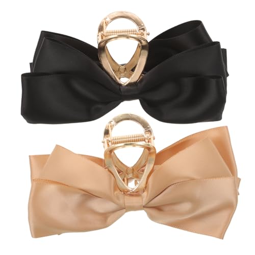 Warmhm 2 Stück Große Doppelseitige Satin Schleifen Haarklammer Metall Haarspange für Frauen Modischer Haarschmuck für Dickes und Dünnes Haar Vielseitig für Alltag Hochzeit Party und von Warmhm