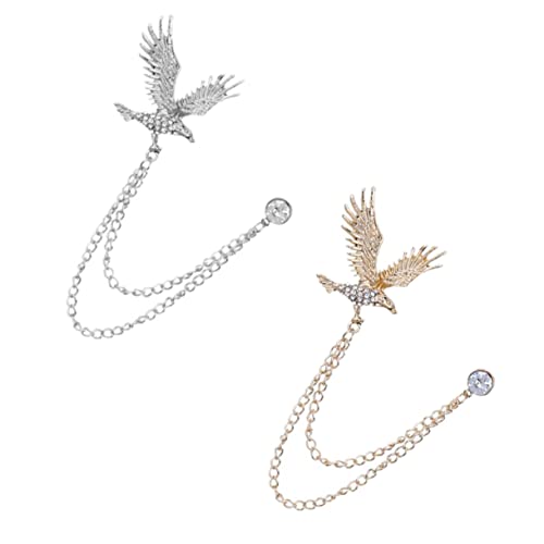 Warmhm 2 Stück Herren Broschen Kragenanstecker mit Eagle Design Gold Silber Anzug Zubehör für Kleidung Partys und Festlichkeiten von Warmhm