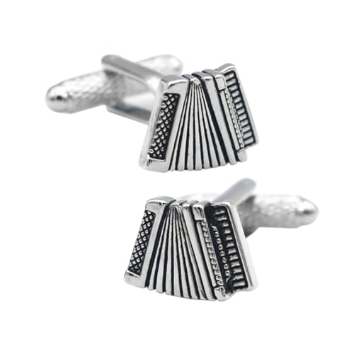 Warmhm 2 Stück Herren Manschettenknöpfe Handgefertigte Akkordeon Design Cufflinks für Hemden Elegantes Accessoire für Hochzeiten Partys und Besondere Anlässe von Warmhm