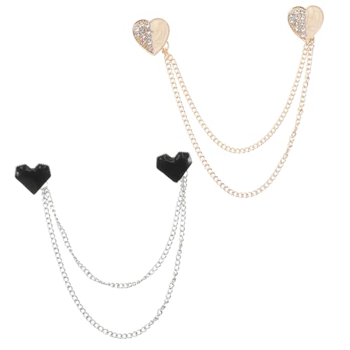 Warmhm 2stücke Herzkragenkette Aus Zinklegierung Mit Strass-verzierungen Und Quaste Für Damen Zum Stylen Von Pullovern Schals Und Kleidern Als Hochzeits Oder Anzug-accessoire von Warmhm