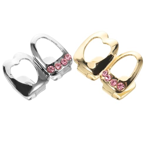 Warmhm 2stücke Hip-hop Mundgrills Mit Herz-design Und Zirkonia Bling Zahnkappen Für Damen Und Männer Rapper Zahnschmuck Aus Metall Strahlende Strass-grills von Warmhm