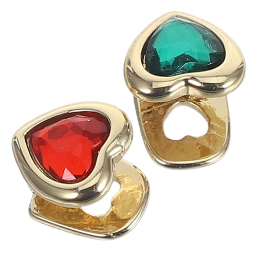 Warmhm 2 Stück Hip Hop Grills Teiliges mit Herzförmigen Rot Grünen Strass Single Tooth Caps für Männer und Frauen Stilvoller Zahnschmuck mit Realistischem und Ergonomischem Komfort für von Warmhm