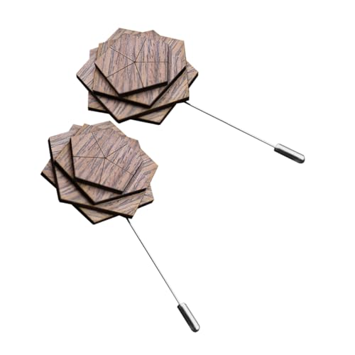 Warmhm 2 Stück Holz Anstecknadel für Herren Stabile Dekorative Boutonniere Praktischer Eleganter Reversschmuck für Anzug Geeignet für Hochzeiten und Formelle Anlässe von Warmhm