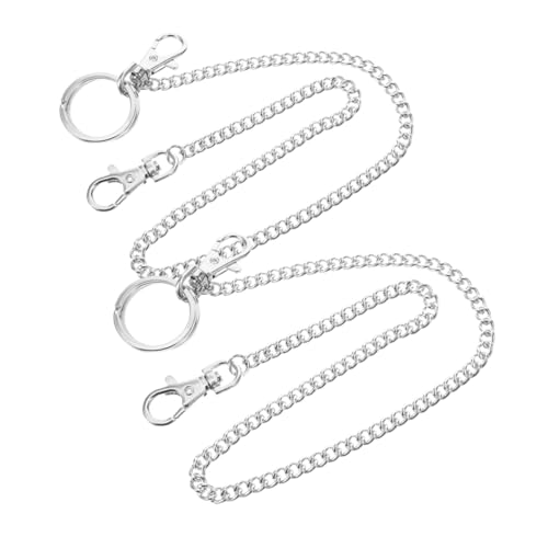 Warmhm 2 Stück Jeans Geldbörsenkette Herren Punk Mehrlagig Robuste Hosenkette mit Karabinerverschluss Schlüsselhalter für Gürtel und Geldbörse Denim Stil von Warmhm